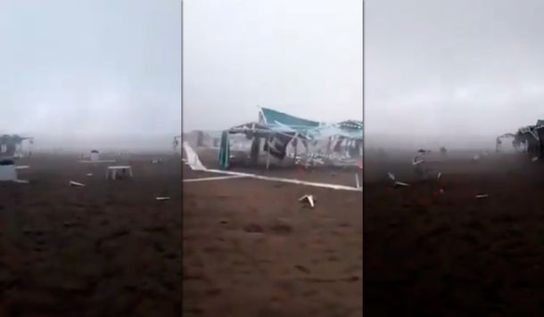 De película: sillas voladoras y carpas destrozadas por una impresionante tormenta en Pinamar