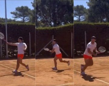 Kun Agüero se deja ver en Uruguay jugando al tenis