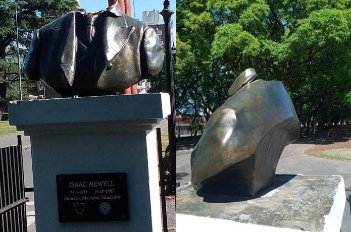 Hinchas de Rosario Central decapitaron el busto de Isaac Newell