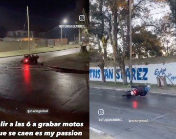 Filma cómo se resbalan con la moto en la esquina de su casa.&nbsp;