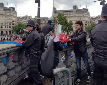 VIDEO: La policía inglesa retiró banderas de los hinchas argentinos en Londres