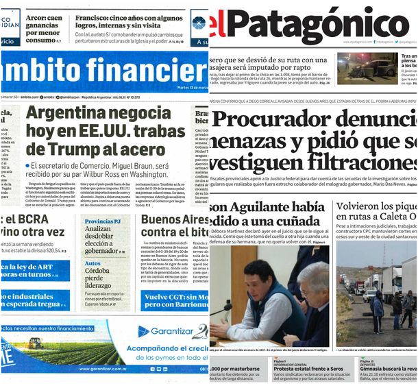 Tapas de diarios del martes 13 de marzo de 2018