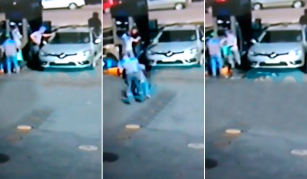 La cobarde agresión de un limpiavidrios a la playera de una estación de servicio