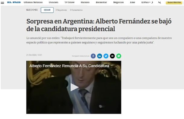 Alberto Fernández no será candidato: cómo lo reflejaron los diarios del mundo