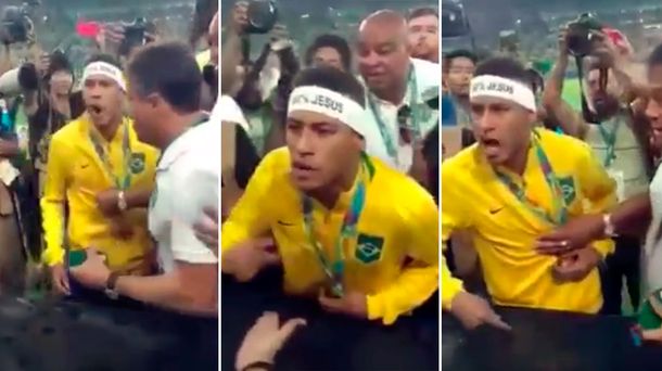 En pleno festejo, Neymar invitó a pelear a un hincha que lo había insultado