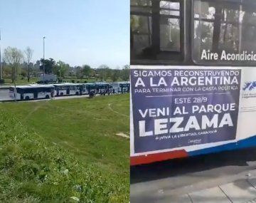 Bomba de Rial: los videos de los micros de Milei para el acto de Parque Lezama