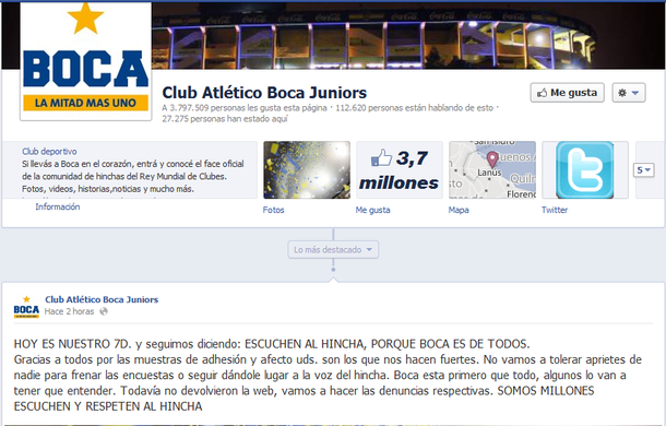 El sitio oficial de Boca ataca a Angelici y defiende a Riquelme