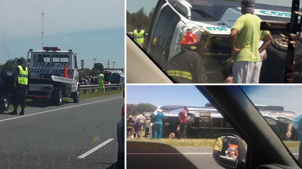 Volcó un micro en la ruta 2 km 367 mano a Capital Federal: hay 15 heridos