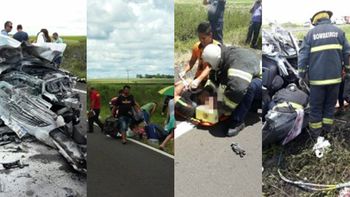 Choque entre cuatro autos argentinos en Brasil Choque entre cuatro autos argentinos en Brasil