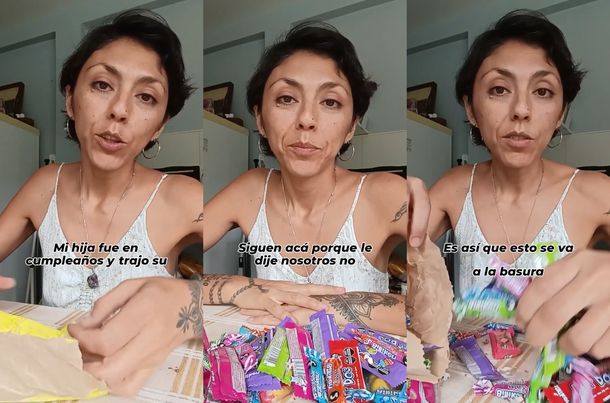 ¿Las golosinas son basura? Polémica por tiktoker que desechó regalos que le dieron a su hija en un cumpleaños