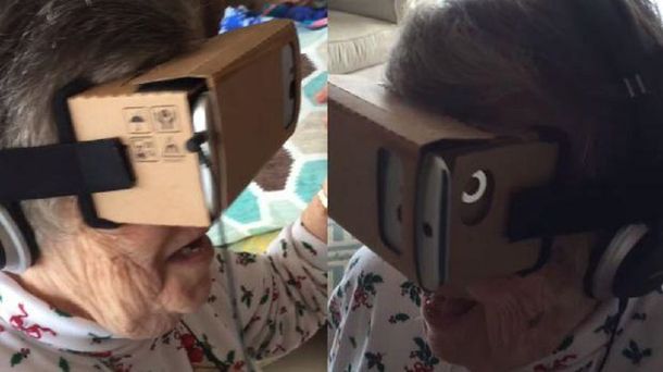 VIDEO: Abuela usa lentes de realidad virtual y enloquece