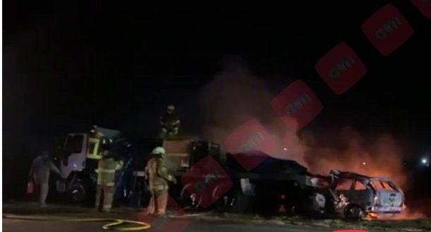 Choque e incendio en Ruta 56 a la altura de Madariaga: al menos un muerto
