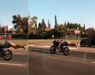 Hizo acrobacias con su moto por Panamericana