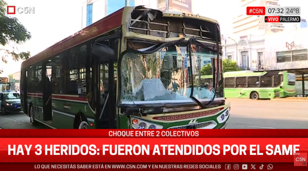 Chocaron dos colectivos de la línea 59 en Palermo: hay tres heridos