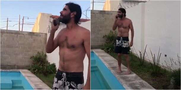 Viral de mal gusto: se burlaron de Álvarez Castillo lanzando un costillar a la pileta