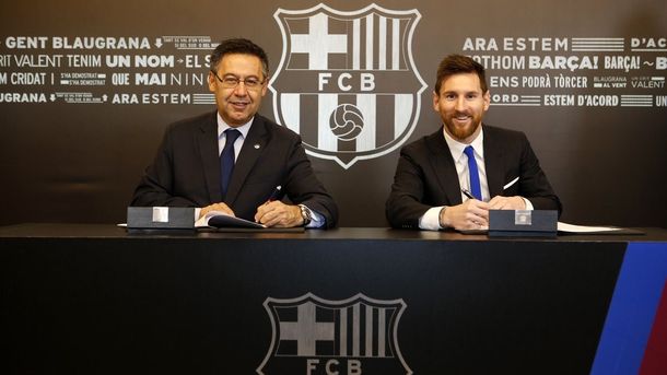 Messi firmó su renovación con el Barcelona