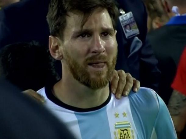Messi llorando en la Copa América