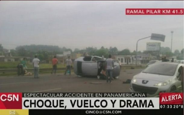 Un muerto tras un choque y vuelco en la Panamericana