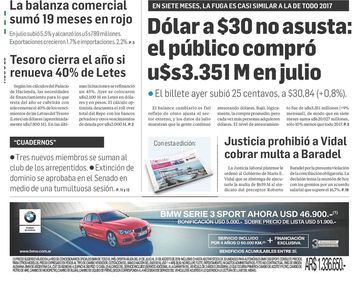 Tapas de diarios del jueves 23 de agosto de 2018