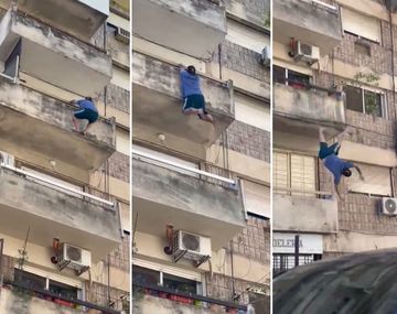 El hombre se sostuvo de la baranda del balcón hasta que el peso de su cuerpo venció la fuerza de sus brazos y cayó al vacío.