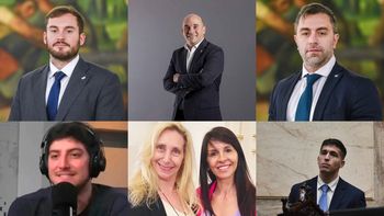 Felipe Núñez, Juan Pedro Inchauspe, Federico Furiase, Juan Doe, Lorena Villaverde con Karina Milei y Shariff Menem Felipe Núñez, Juan Pedro Inchauspe, Federico Furiase, Juan Doe, Lorena Villaverde con Karina Milei y Shariff Menem