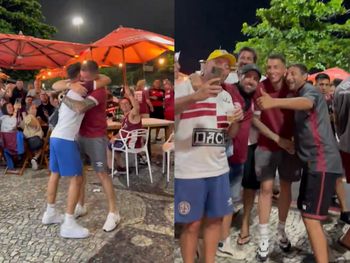Lanús celebró en Río de Janeiro: los jugadores se cruzaron con los hinchas en Barra de Tijuca