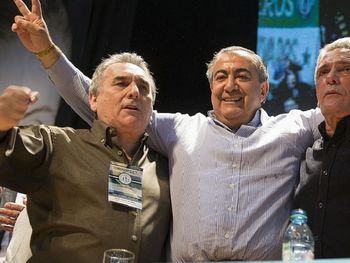 Juan Carlos Schmid, Héctor Daer y Carlos Acuña, el triunvirato que conduce la CGT.