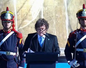Javier Milei en el acto por el Día de la Bandera