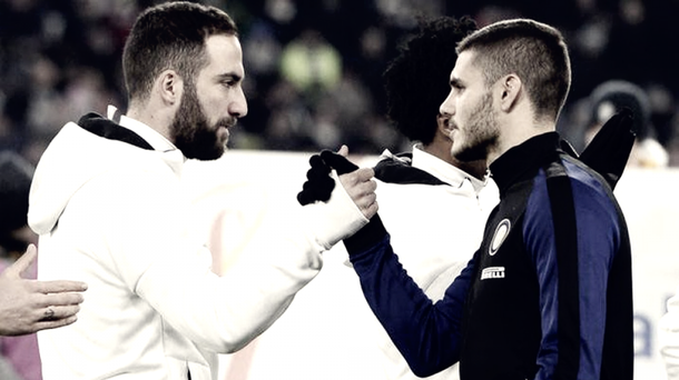 Mauro Icardi y Gonzalo Higuaín en Inter vs Juventus
