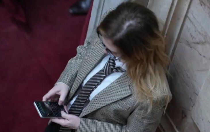 Lilia Lemoine, chateando con Martín Menem.