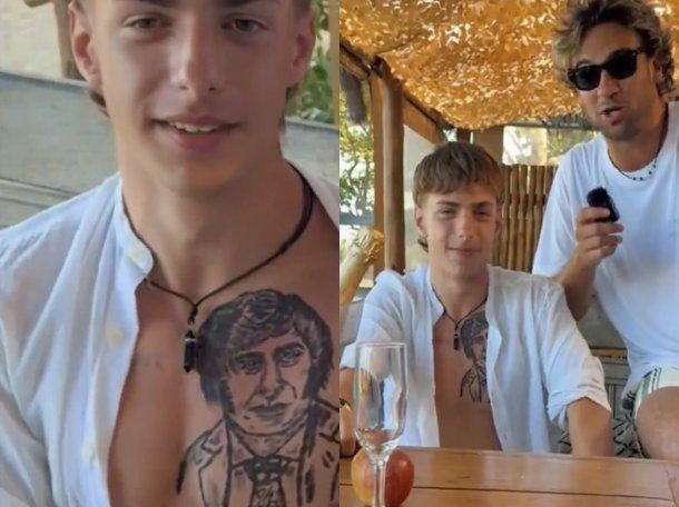 Joven libertario se tatuó la cara de Javier Milei: Me trasmite ideales