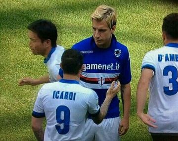 Maxi López le negó el saludo a Mauro Icardi en la previa de Sampdoria-Inter