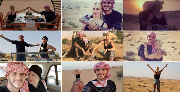 Wanda Nara y Mauro Icardi en el desierto.