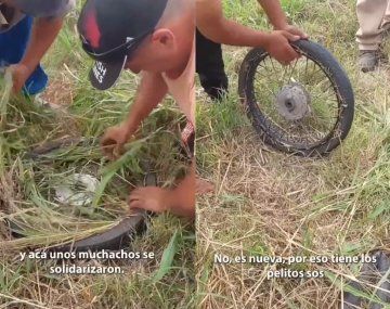 ¿Innovador? Rellenaron con pasto una cubierta pinchada y se volvieron viral
