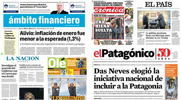 Tapas de diario del viernes 10 de febrero de 2017