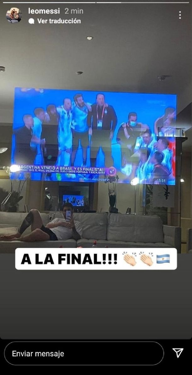¡A la final! El festejo de Messi en su living por el futsal