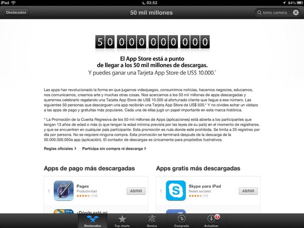 La cuenta regresiva de Apple a las 50 mil millones de apps descargadas