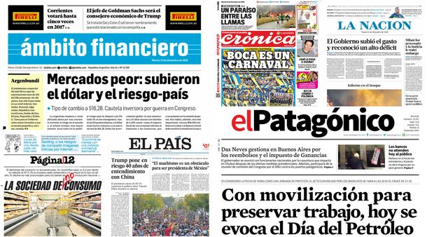 Tapas de diarios del 13 de diciembre de 2016