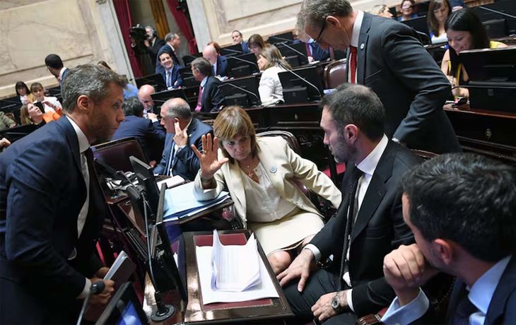Patricia Bullrich junto a senadores libertarios.