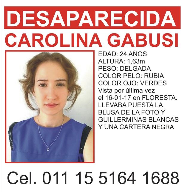 Hallan sana y salva a Carolina Gabusi