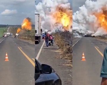 Impactante explosión de un camión cisterna en Brasil:seis heridos.