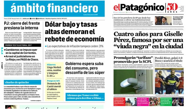 Tapas de diarios del lunes 5 de junio de 2017
