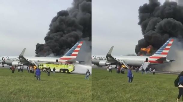 El avión se prendió fuego antes de despegar