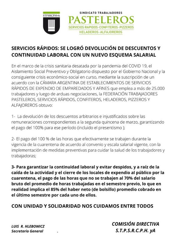 Cuarentena: empresas de comidas rápidas pagarán los sueldos