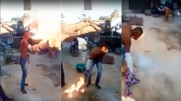 VIDEO: Quiso hacer un truco con fuego y se quemó la cara