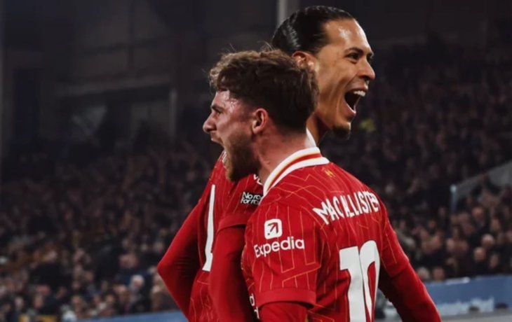 El golazo de cabeza de Mac Allister en el clásico entre Liverpool y Everton