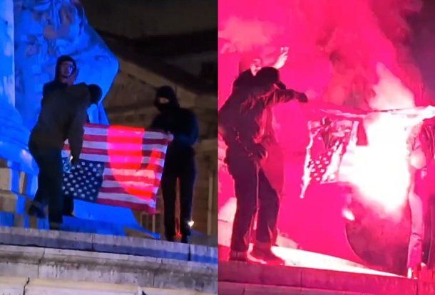 Repudio mundial a Estados Unidos: en Francia quemaron una bandera estadounidense por lo de Venezuela