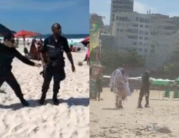 VIDEO: Policía de Brasil amenazó a los tiros a hinchas de Talleres por hacer un asado