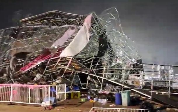 Video: así se derrumbó el escenario de la Bresh tras el fuerte temporal en CABA