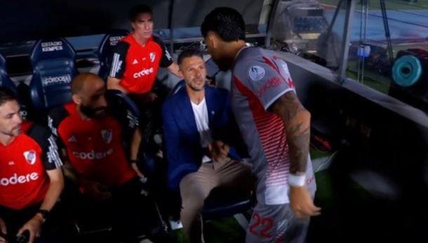 El frío saludo entre Enzo Pérez y Martín Demichelis